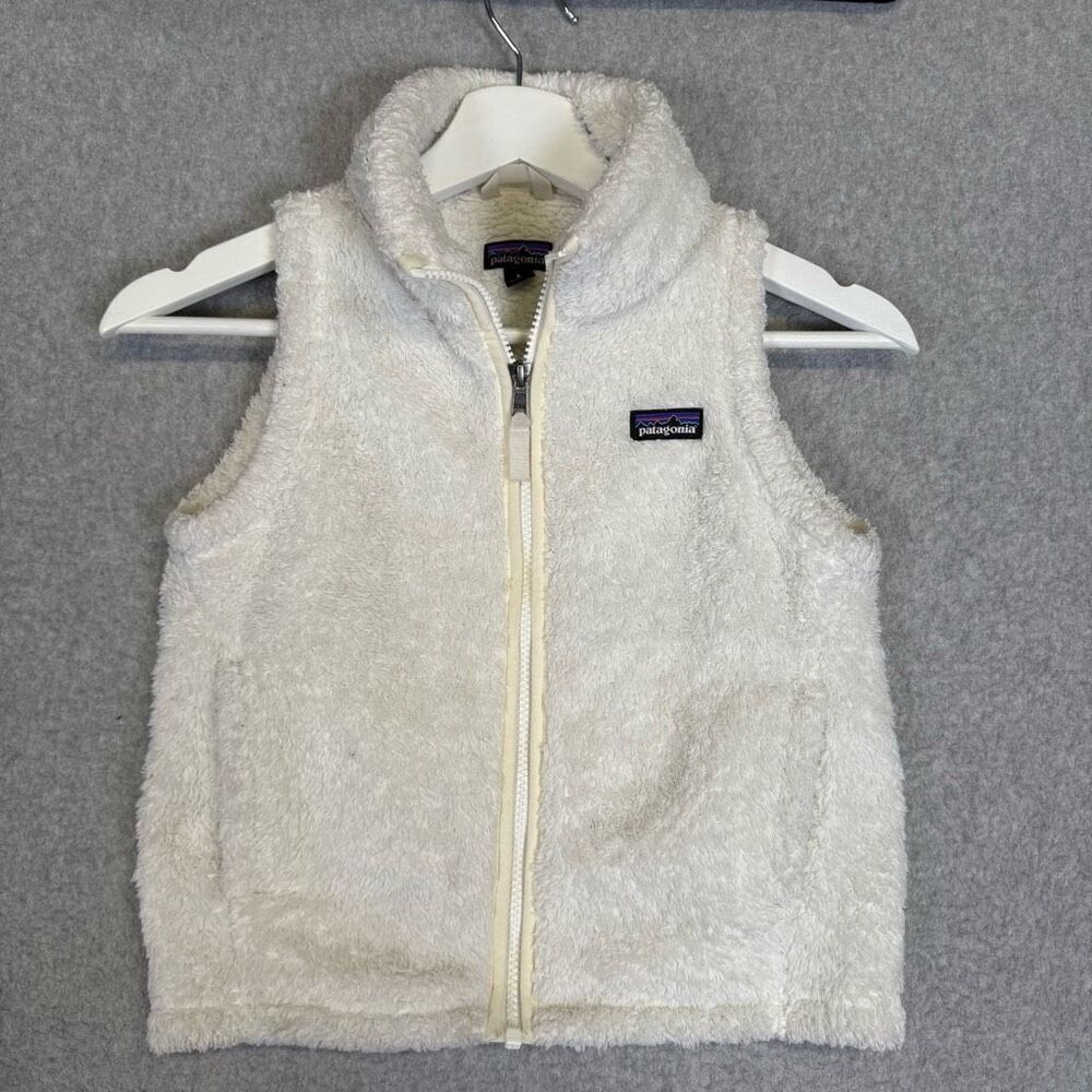 Patagonia Los Gatos Fleece High Pile Vest Hiking Outdoors Kids Small White